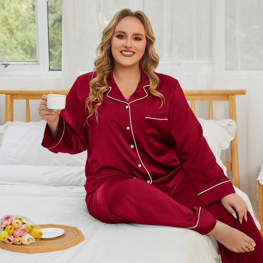 Online Only! Satin Button-Down Pj Set - Red