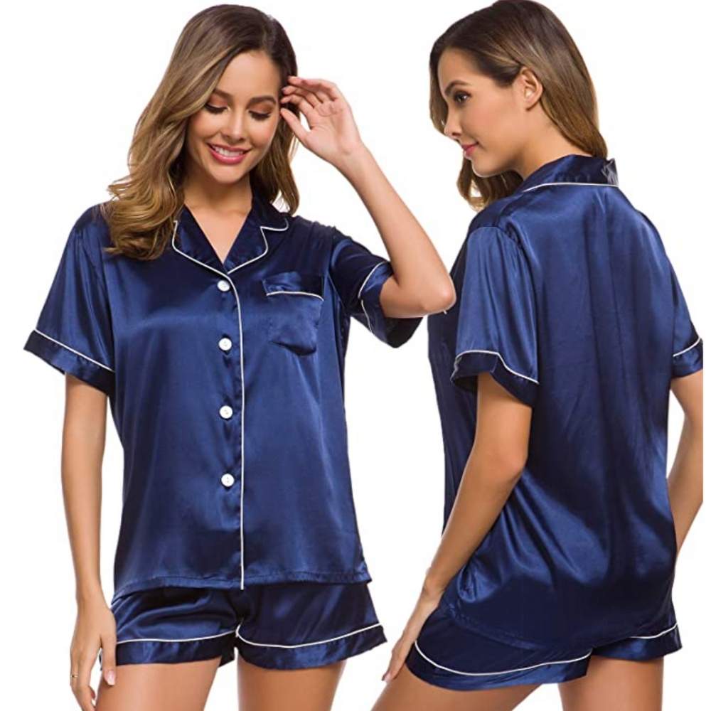 Online Only! Satin Button Down Shorty Pj Set