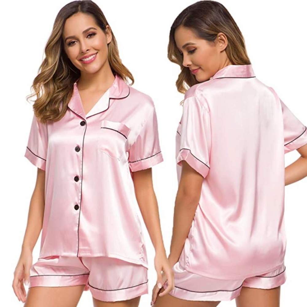 Online Only! Satin Button Down Shorty Pj Set