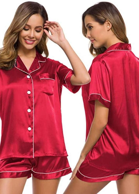 Online Only! Satin Button Down Shorty Pj Set